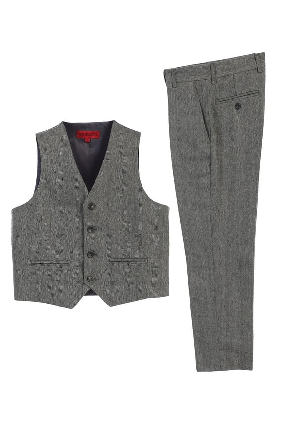 Kids and Boys 2 Piece Tweed Plaid Vest and Pants Set