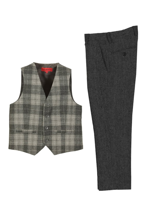 Kids and Boys 2 Piece Tweed Plaid Vest and Pants Set