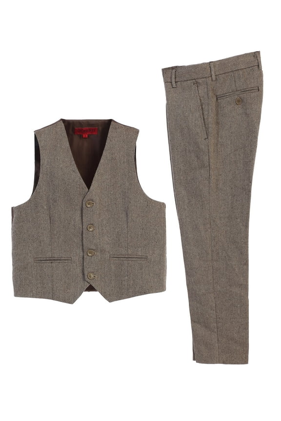 Kids and Boys 2 Piece Tweed Plaid Vest and Pants Set