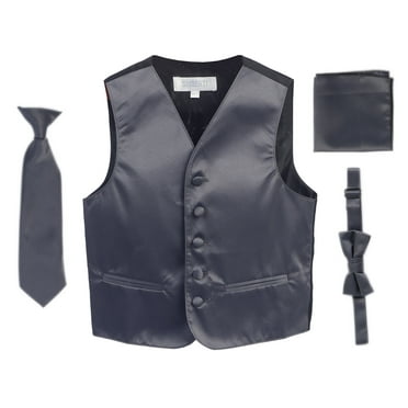 IGirlDress Boys 4 Piece Formal Satin Vest Set Zipper Tie Bowtie Hanky - Foto 10