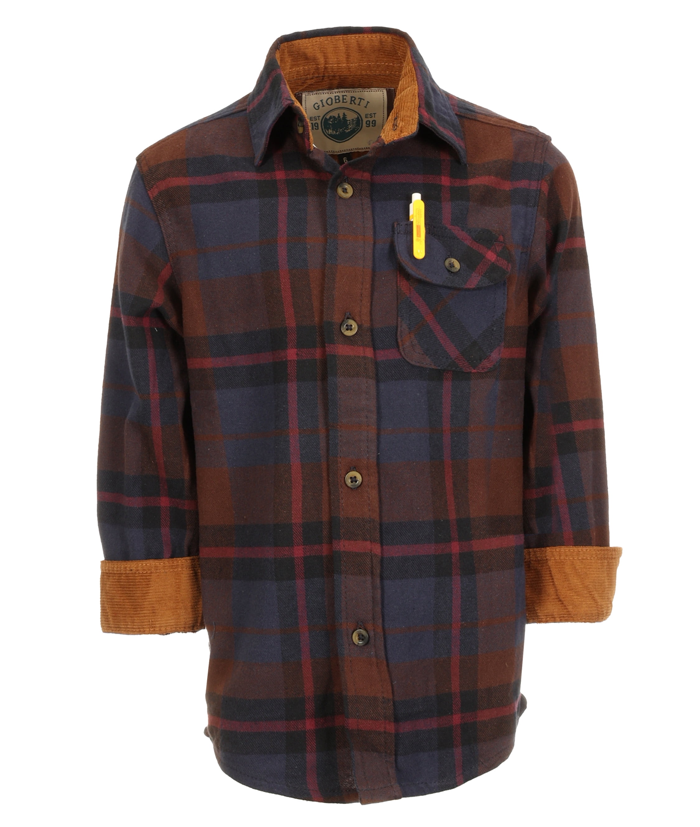 Boys Brushed Cotton Checkered Shirt Wine Red