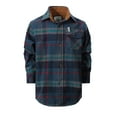 thumbnail image 1 of Gioberti Kids and Boys Brushed Flannel Plaid Checkered Shirt with Corduroy Contrast, 1 of 2