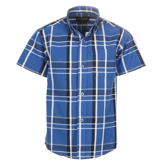 Gioberti Boys Casual Plaid Checkered Short Sleeve Button Down Shirt