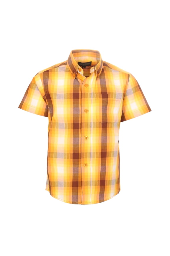 Boys Casual Plaid Checkered Short Sleeve Button Down Shirt
