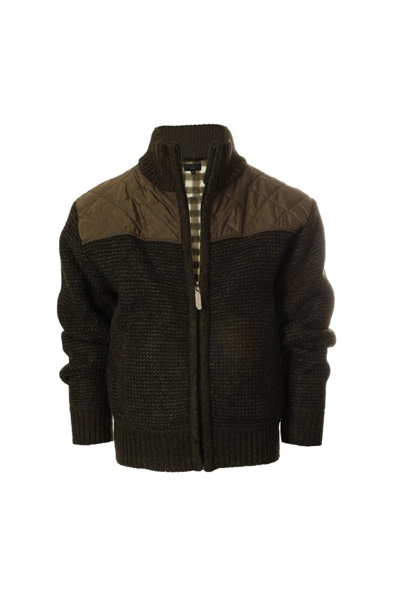 Boy's Knitted Full Zip Cardigan Sweater with Soft Brushed Flannel Lining
