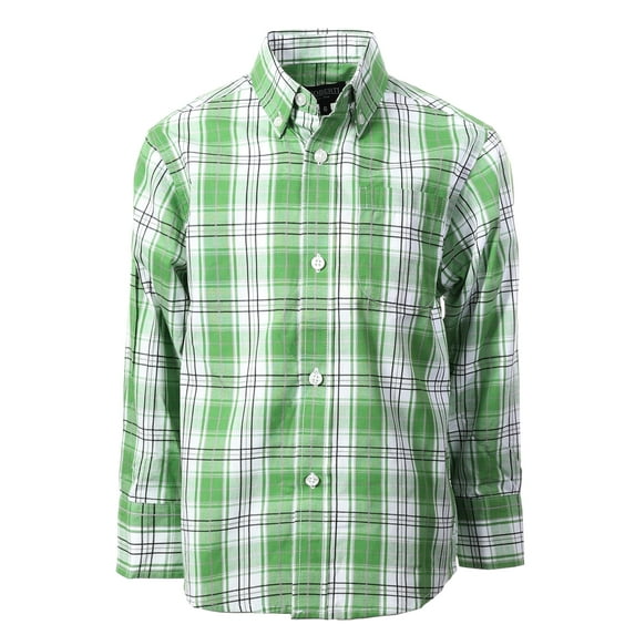 Gioberti Boys Long Sleeve Button Down Plaid Checkered Shirt