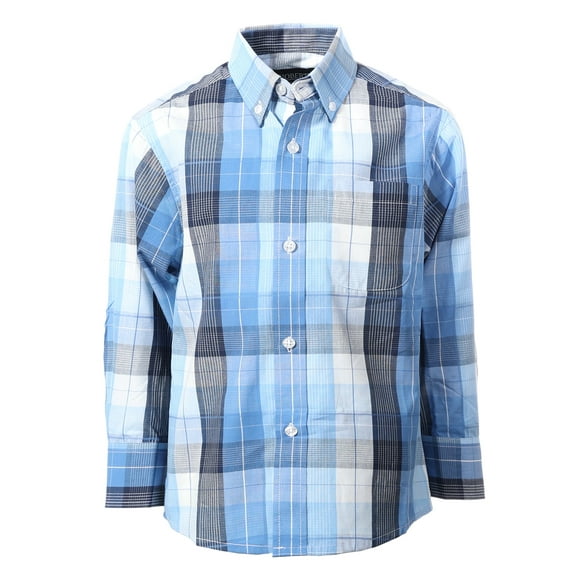 Gioberti Boys Long Sleeve Button Down Plaid Checkered Shirt