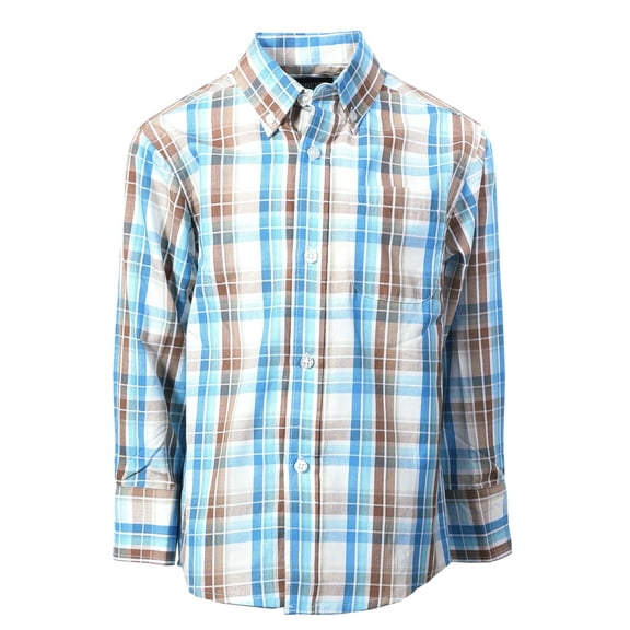 Gioberti Boys Long Sleeve Button Down Plaid Checkered Shirt