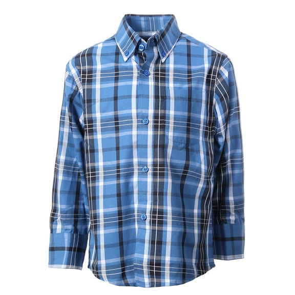Gioberti Boys Long Sleeve Button Down Plaid Checkered Shirt