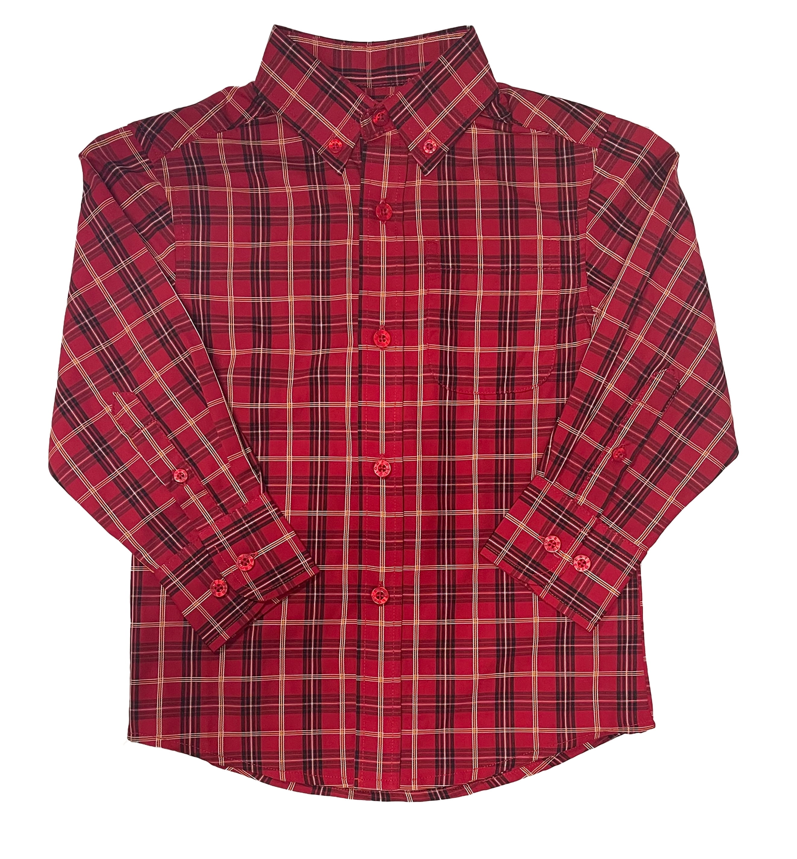 Boys Winter Nights Plaid Long Sleeve Button Down Shirt Navy