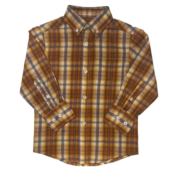 Gioberti Boys Long Sleeve Button Down Plaid Checkered Shirt