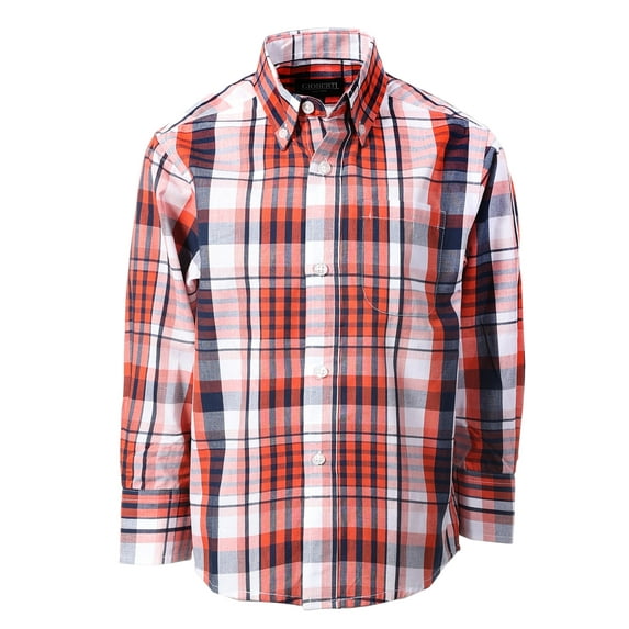 Gioberti Boys Long Sleeve Button Down Plaid Checkered Shirt