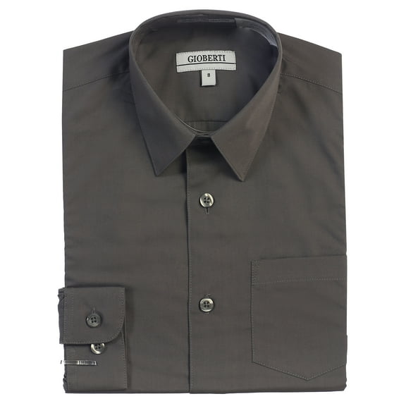 Gioberti Boys Long Sleeve Solid Dress Shirt