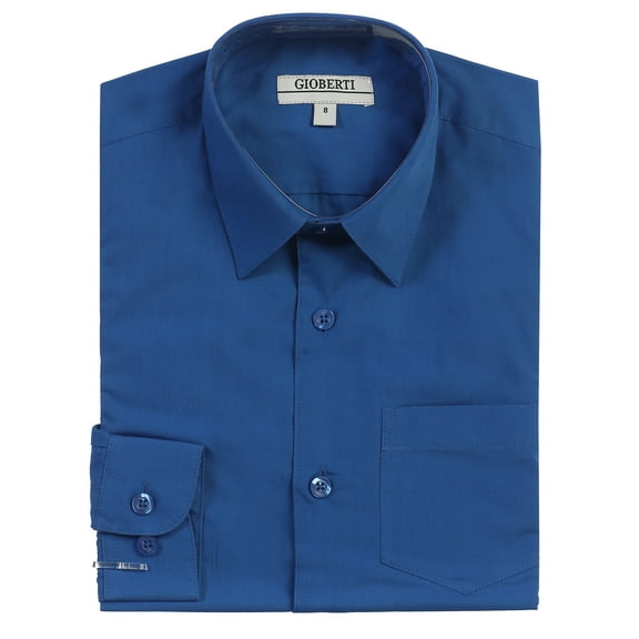 Gioberti Boys Long Sleeve Solid Dress Shirt