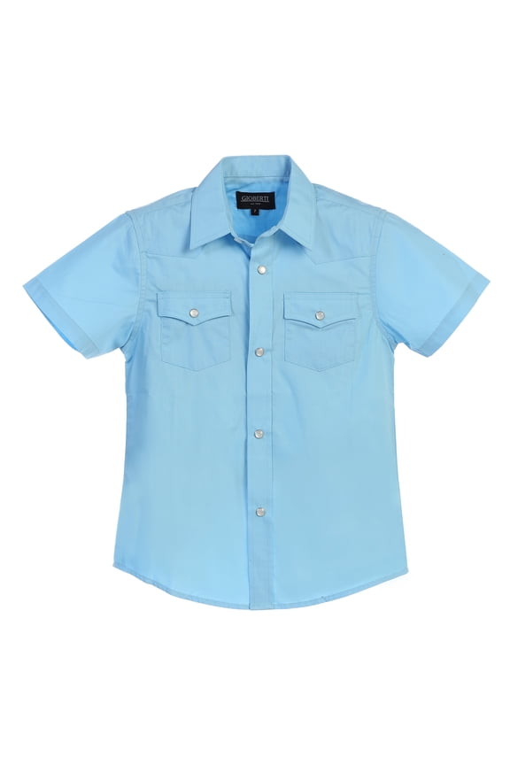 Boys Solid Short Sleeve Western Shirt