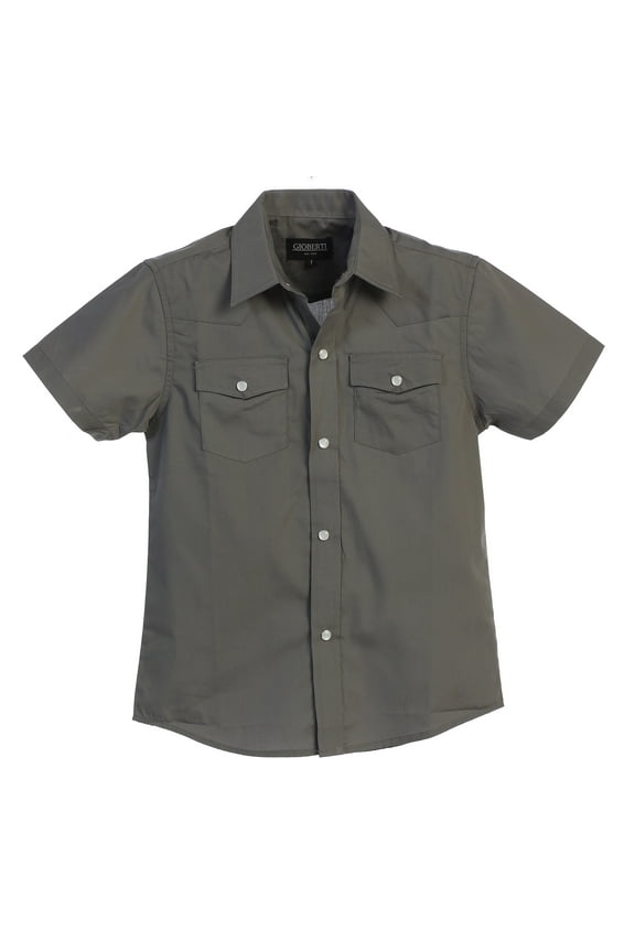 Boys Solid Short Sleeve Western Shirt