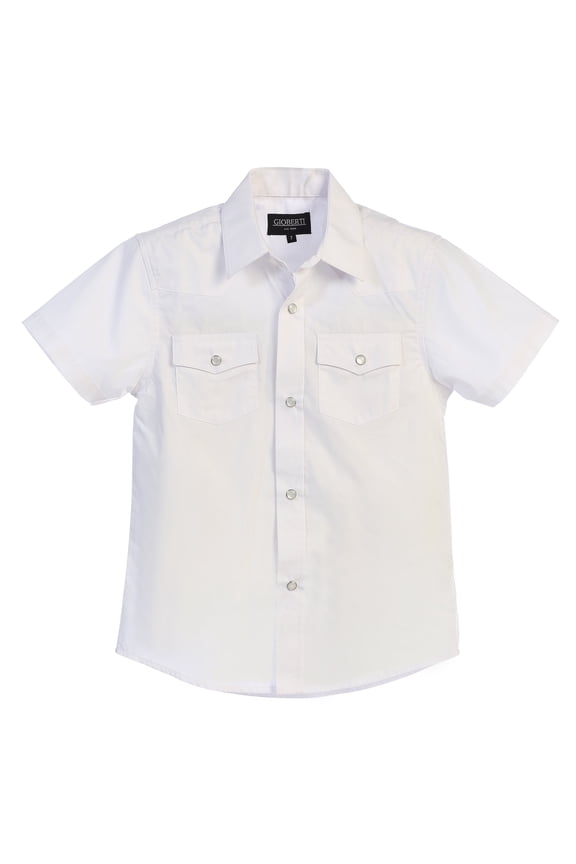 Boys Solid Short Sleeve Western Shirt
