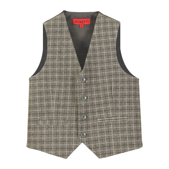 Gioberti Boy's Tweed Plaid Formal Suit Vest