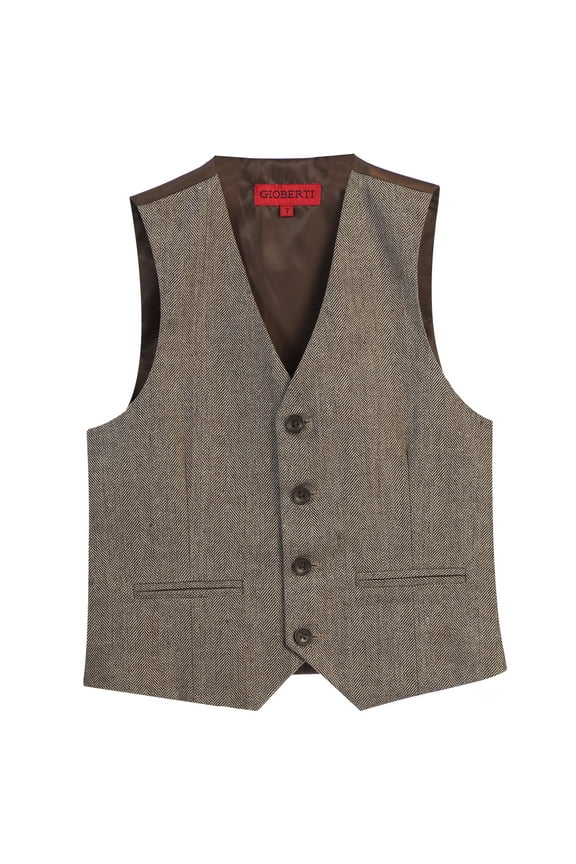 Boy's Tweed Plaid Formal Suit Vest
