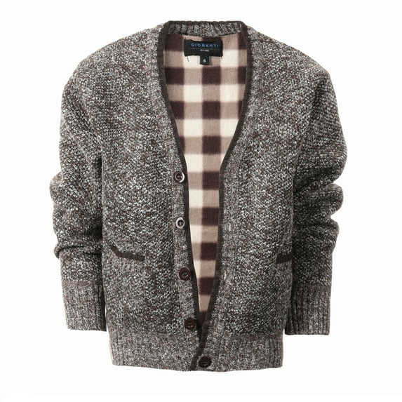 Gioberti Kids and Boys Cardigan Sweater with Soft Brushed Flannel Lining and Pockets