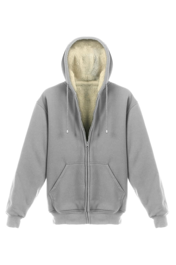 Men's Soft Heavyweight Sherpa Lined Fleece Hoodie Jacket