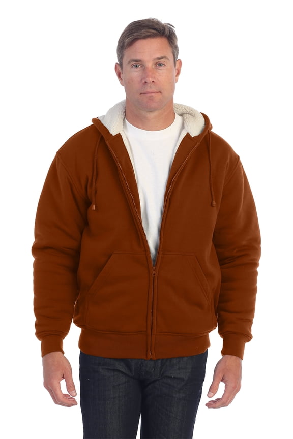 Men's Soft Heavyweight Sherpa Lined Fleece Hoodie Jacket