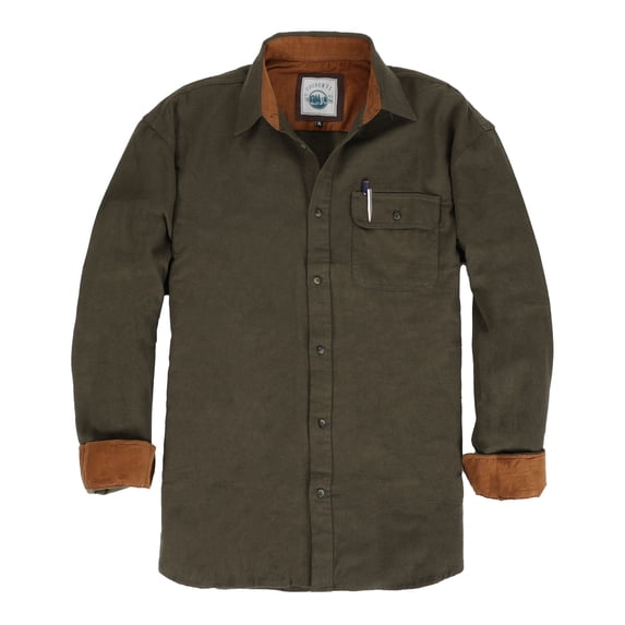 Gioberti Men's Brushed Flannel 100% Cotton Plaid Checkered Shirt with Corduroy Contrast