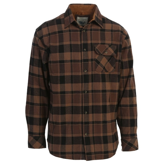Gioberti Men's Brushed Flannel 100% Cotton Plaid Checkered Shirt with Corduroy Contrast