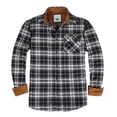 thumbnail image 1 of Gioberti Men's Brushed Flannel 100% Cotton Plaid Checkered Shirt with Corduroy Contrast, 1 of 4