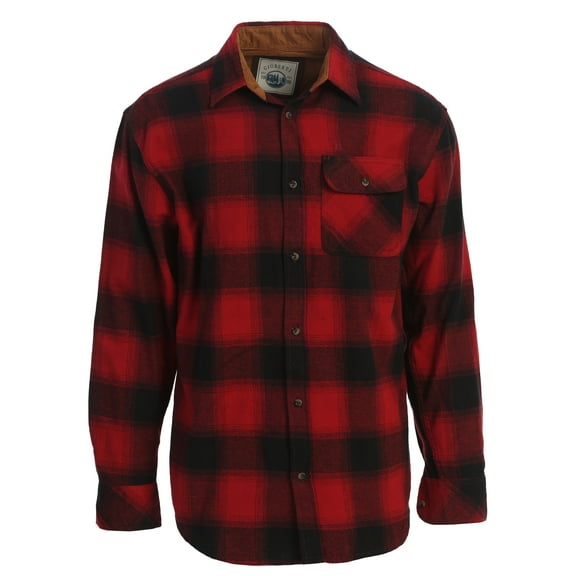 Gioberti Men's Brushed Flannel 100% Cotton Plaid Checkered Shirt with Corduroy Contrast