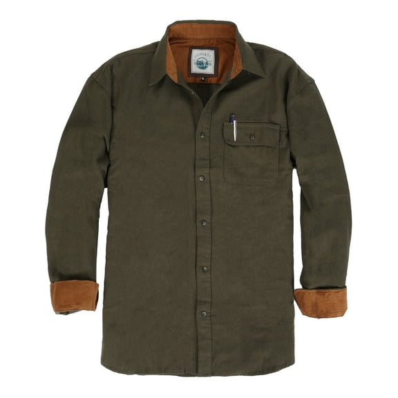 Gioberti Men's Brushed Flannel 100% Cotton Plaid Checkered Shirt with Corduroy Contrast