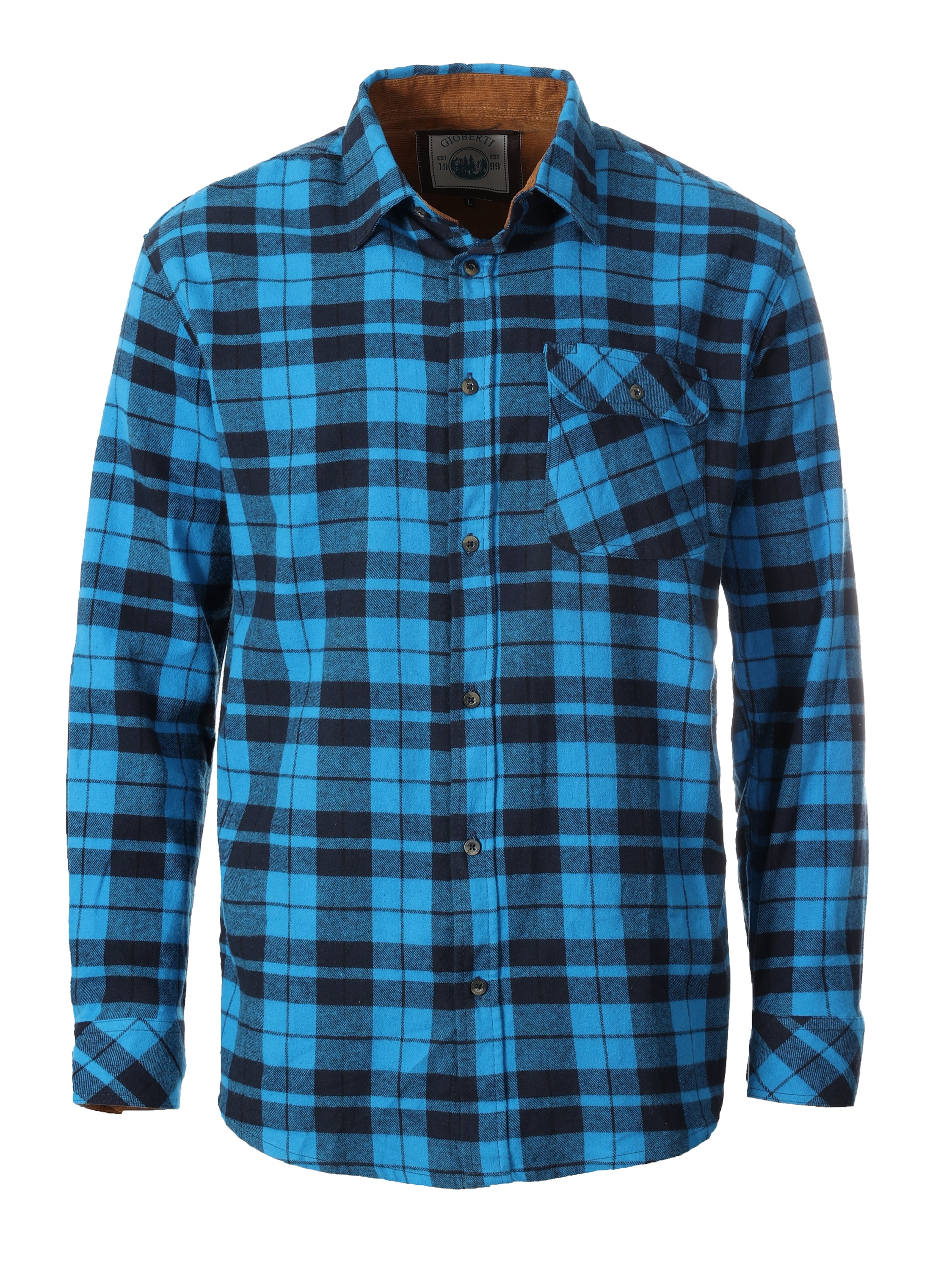 Gioberti Men's 100% Cotton Brushed Flannel Plaid Checkered Shirt with ...