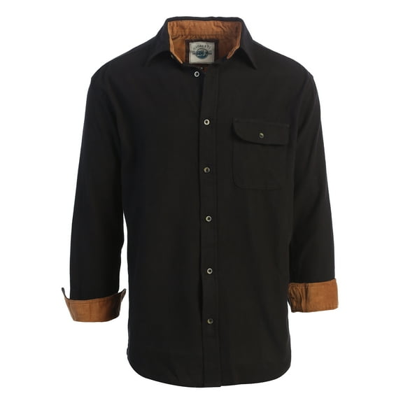 Gioberti Men's Brushed Flannel 100% Cotton Plaid Checkered Shirt with Corduroy Contrast