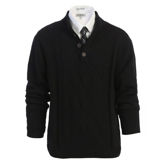 Gioberti Men's 100% Cotton Button Down Collar Knitted Pullover Sweater