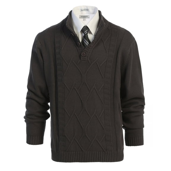 Gioberti Men's 100% Cotton Button Down Collar Knitted Pullover Sweater