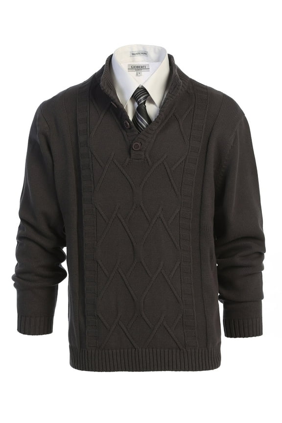 Men's 100% Cotton Button Down Collar Knitted Pullover Sweater