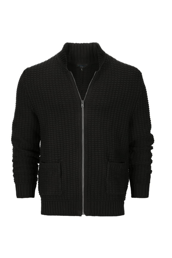 Mens 100% Cotton Milano Knit Full-Zip Sweater