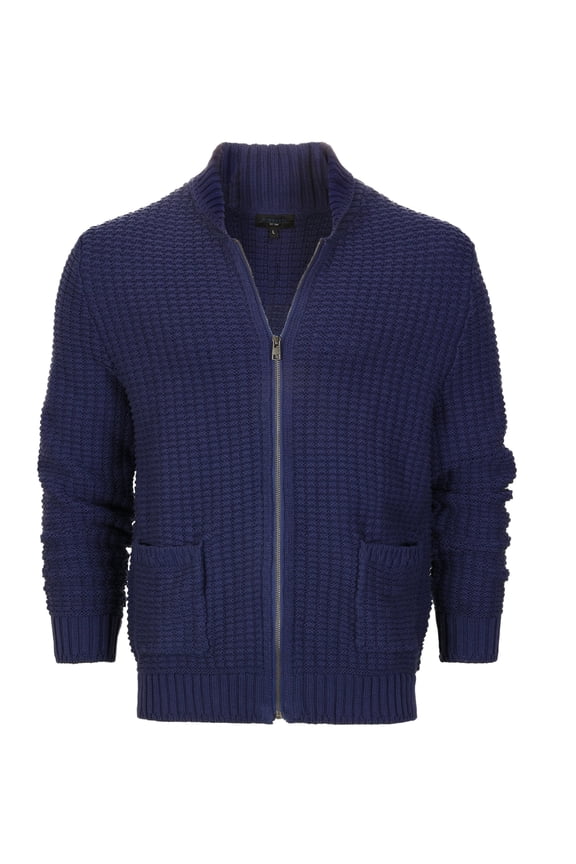Mens 100% Cotton Milano Knit Full-Zip Sweater
