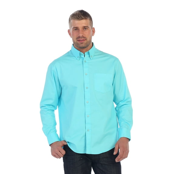 Gioberti Mens 100% Cotton Twill Oxford Shirt with Contrast