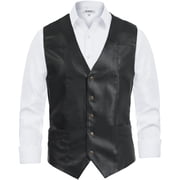Gioberti Mens 5 Button Faux Leather Vest