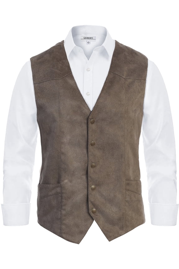Men's 5 Button Faux Suede Vest
