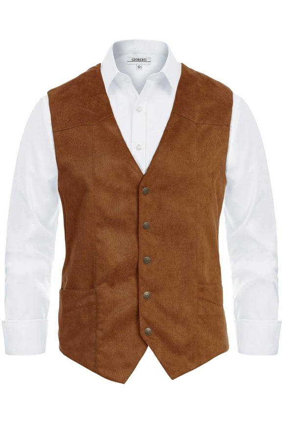 Men's 5 Button Faux Suede Vest