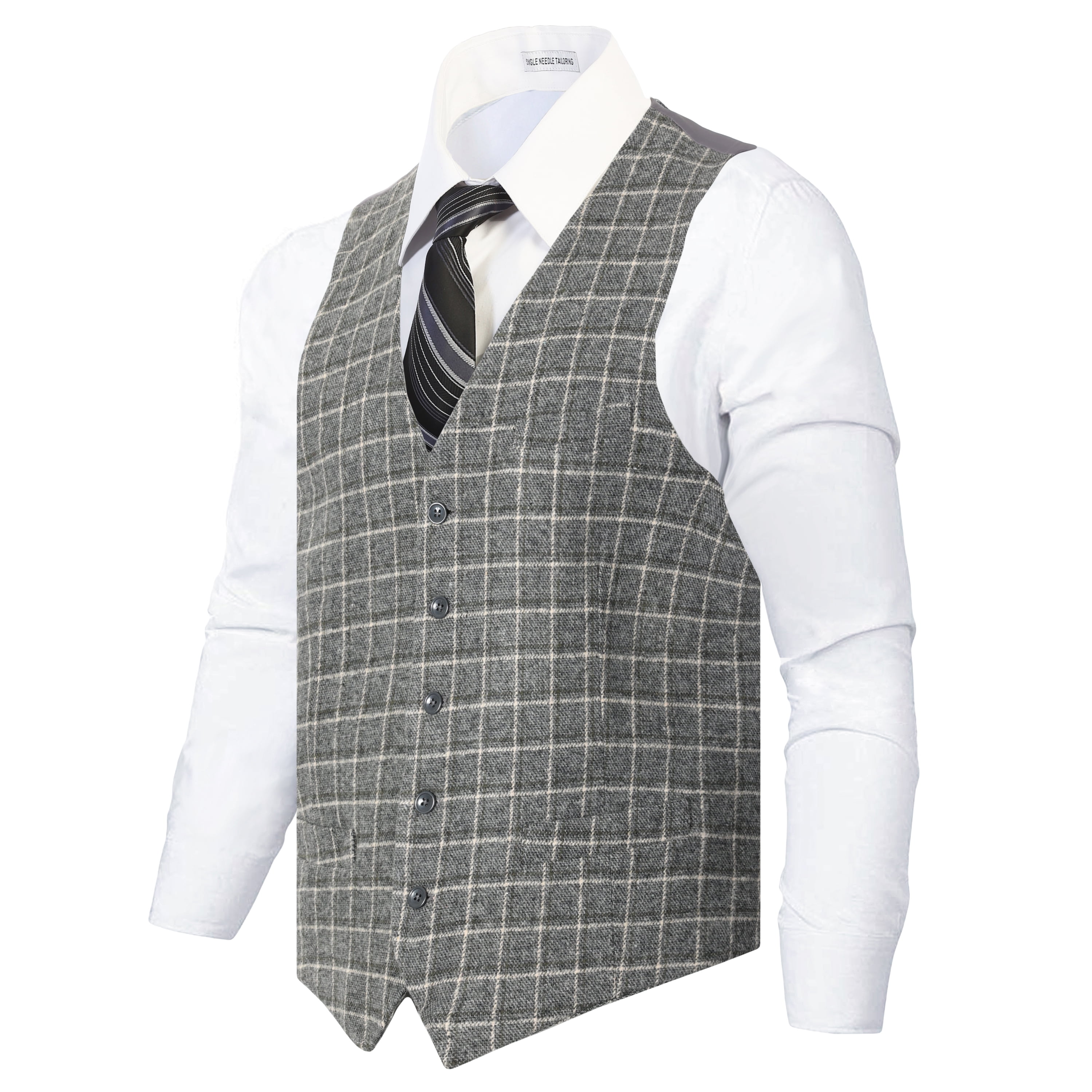 Five Button Besom pocket Mens Slim Fit Suit Separates Vest Gray main image 1