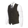 thumbnail image 1 of Gioberti Men's 5 Button Slim Fit Formal Herringbone Tweed Suit Vest, 1 of 4