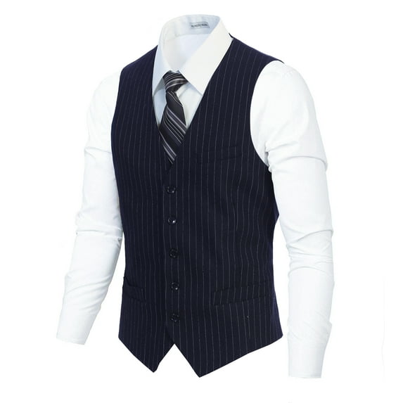 Gioberti Men's 5 Button Formal Wool Blend Tweed Pin Stripe Vest
