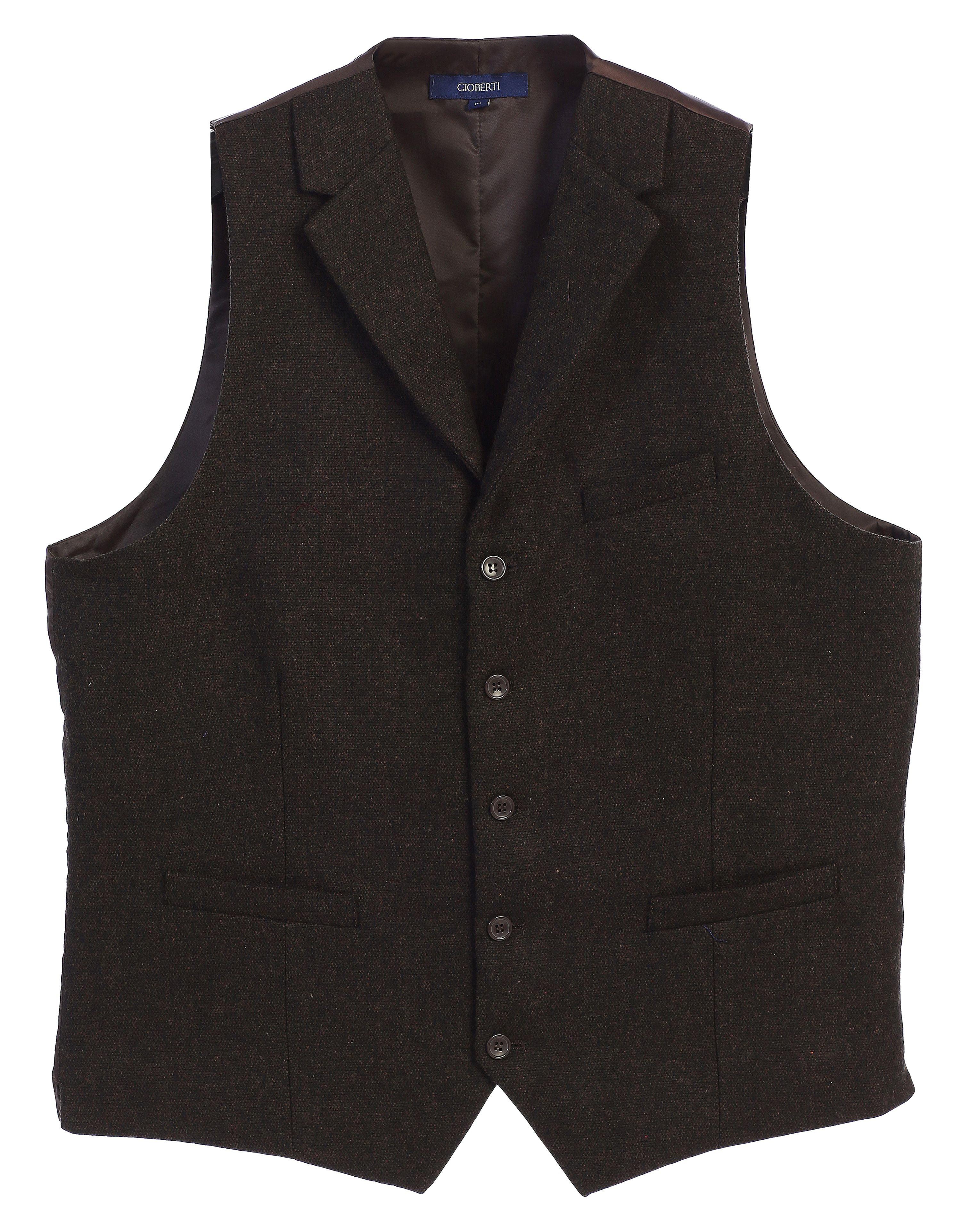 Gioberti Men's 5 Button Tailored Collar Slim Fit Formal Herringbone ...