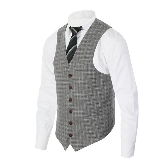Gioberti Men's 6 Button Slim Fit Formal Herringbone Tweed Vest