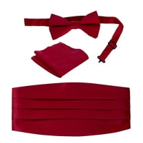 Gioberti Men's Adjustable Satin And Paisley Cummerbund Set With Formal Bow Tie and Pocket Square