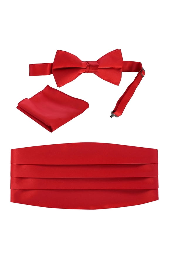Kids / Boys' Adjustable Satin And Paisley Cummerbund Set With Formal Bow Tie and Pocket Square