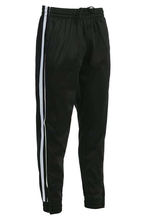 Mens Athletic Track Pants with Ribbed Zipper Ankle Cuff